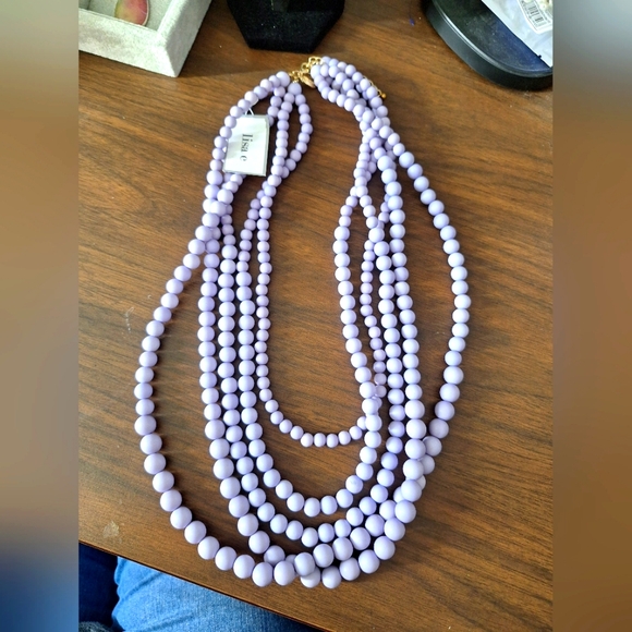 Lisa e light purplish blue 5 strand beaded necklace - Picture 1 of 5